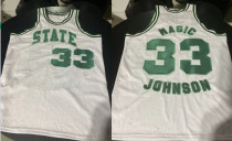 Michigan State #33 Magic Johnson white Jersey
