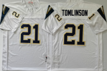NFL San Diego Chargers Blue #21 Tomlinson White Throwback Jersey