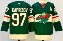 Men's Minnesota Wild #97 Kirill Kaprizov Green 2024-25 With Patch Home Stitched Hockey