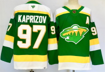 Men's Minnesota Wild #97 Kirill Kaprizov Green 2024-25 Alternate With A Patch Stitched Jersey