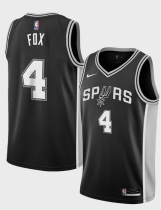 Men's San Antonio Spurs #4 De'Aaron Fox Black 2024-25 Icon Edition Stitched Jersey