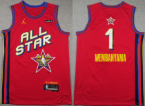 Men's San Antonio Spurs #1 Victor Wembanyama Red 2025 NBA All-Star Swingman Stitched Jersey