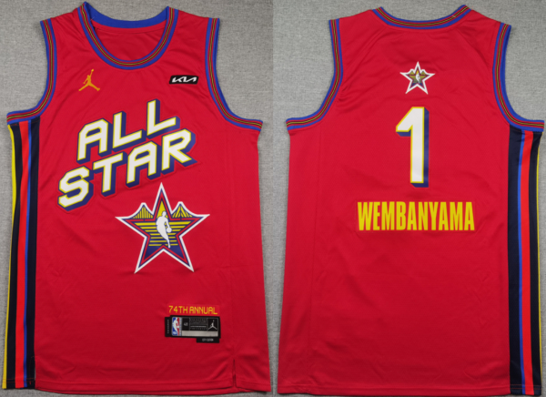 Men's San Antonio Spurs #1 Victor Wembanyama Red 2025 NBA All-Star Swingman Stitched Jersey