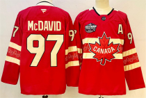 Men's Canada #97 Connor McDavid Red 2025 4 Nations Face-Off Premium With A Patch Jersey