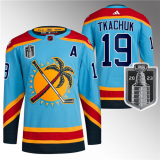Men's Florida Panthers #19 Matthew Tkachuk Blue 2023 Stanley Cup Final Reverse Retro Jersey