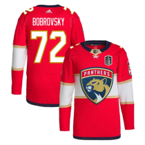 Men's Florida Panthers #72 Sergei Bobrovsky Red Home 2024 Stanley Cup Champions Jersey