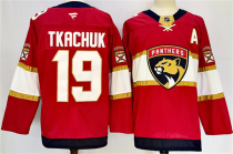 Men's Florida Panthers #19 Matthew Tkachuk Red 2024-25 Home With A Patch Stitched Jersey