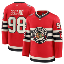 Men's Chicago Blackhawks #98 Connor Bedard Red 2024-25 Winter Classic Stitched Hockey
