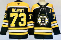 Men's Boston Bruins #73 Charlie McAvoy Black 2024-25 With A Patch Home Stitched Hockey Jersey