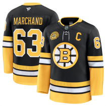 Men's Boston Bruins #63 Brad Marchand Black 100th Anniversary With C Patch Hockey Jersey