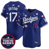 Men's Los Angeles Dodgers #17 Shohei Ohtani Royal 2025 Tokyo Series Limited Stitched Jersey