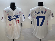 Men's Los Angeles Dodgers #17 大谷翔平 White 2025 Tokyo Series Limited Stitched Jersey