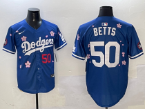 Men's Los Angeles Dodgers #50 Mookie Betts Royal 2025 Tokyo Series Limited Stitched Jersey