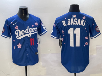 Men's Los Angeles Dodgers #11 Roki Sasaki Royal 2025 Tokyo Series Limited Stitched Jersey