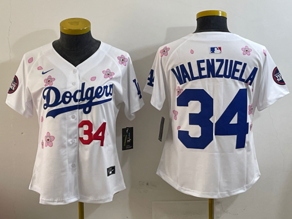 Women MLB Los Angeles Dodgers #34 Toro Valenzuela White 2025 Tokyo Series Limited Stitched Jersey