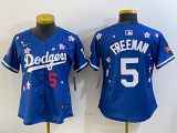 Women MLB Los Angeles Dodgers #5 Freeman Royal 2025 Tokyo Series Limited Stitched Jersey