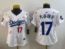 Women Los Angeles Dodgers #17 大谷翔平 White 2025 Tokyo Series Limited Stitched Jersey
