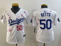 Youth Los Angeles Dodgers #50 Mookie Betts White 2025 Tokyo Series Limited Stitched Jersey