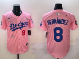 Men's MLB Los Angeles Dodgers #8 Kiké Hernández Pink 2025 Tokyo Series Limited Stitched Jersey