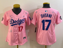 Women Los Angeles Dodgers #17 Shohei Ohtani Pink 2025 Tokyo Series Limited Stitched Jersey