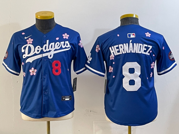 Youth MLB Los Angeles Dodgers #8 Kiké Hernández Royal 2025 Tokyo Series Limited Stitched Jersey