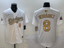 Men's Los Angeles Dodgers #8 Enrique Hernández White 2025 Gold Collection Limited Stitched Jersey