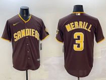 Men's MLB San Diego Padres #3 Merrill Brown Game Jersey