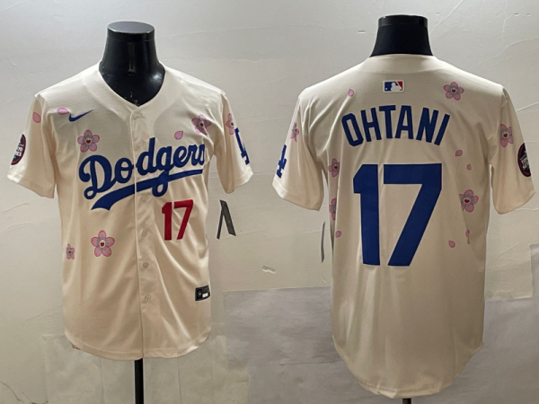 Men's Los Angeles Dodgers #17 Shohei Ohtani Cream 2025 Tokyo Series Limited Jersey