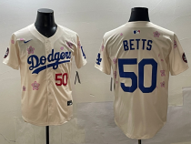 Men's Los Angeles Dodgers #50 Mookie Betts Cream 2025 Tokyo Series Limited Jersey
