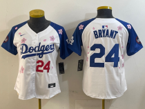 Women Los Angeles Dodgers #24 Kobe Bryant White/Royal 2025 Tokyo Series Limited Stitched Jersey