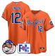 Men's New York Mets #12 Francisco Lindor Orange 2025 Spring Training Stitched Jersey