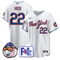 Men's New York Mets #22 Juan Soto White 2025 Spring Training Stitched Jersey