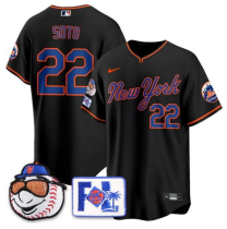 Men's New York Mets #22 Juan Soto Black 2025 Spring Training Stitched Jersey