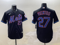 Men's New York Mets #27 Mark Vientos Black Stitched Jersey