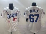 Men's Los Angeles Dodgers #67 Vin Scully White 2025 Tokyo Series Limited Stitched  Jersey