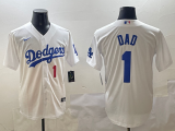 Men's Los Angeles Dodgers #1 Dad White Nike Game Jersey