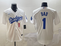 Men's Los Angeles Dodgers #1 Dad White Nike Game Jersey