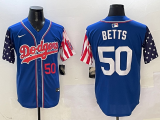 Men's Los Angeles Dodgers #50 Mookie Betts Royal Limited Stitched Jersey