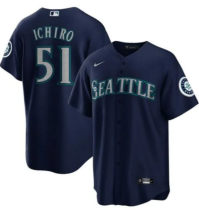 Men's MLB Seattle Mariners #51 Ichiro Navy Nike Game Jersey