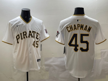Men's Pittsburgh Pirates #45 Chapman White Cool Base Stitched Baseball Jersey