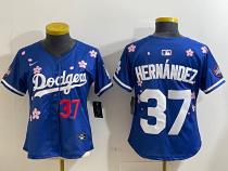 Women Los Angeles Dodgers #37 Teoscar Hernández Royal 2025 Tokyo Series Limited Stitched Jersey