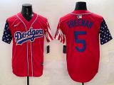 Men's Los Angeles Dodgers #5 Freddie Freeman Red Limited Stitched Jersey