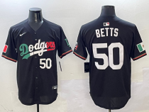 Men's Los Angeles Dodgers #50 Mookie Betts Black Mexico Flag Limited Stitched Jersey
