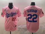 Men's Los Angeles Dodgers #22 Clayton Kershaw Pink 2025 Tokyo Series Limited Stitched Jersey