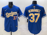 Men's Los Angeles Dodgers #37 Teoscar Hernández Royal 2025 Gold Collection Limited Jersey