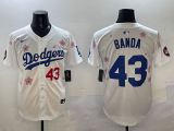 Men's Los Angeles Dodgers #43 Anthony Banda White/Royal 2025 Tokyo Series Limited Stitched Jersey