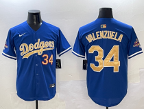Men's Los Angeles Dodgers #34 Fernando Valenzuela Royal 2025 Gold Collection Limited Jersey