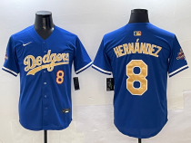 Men's Los Angeles Dodgers #8 Enrique Hernández Royal 2025 Gold Collection Limited Stitched Jersey