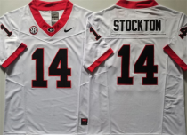 Men's Georgia Bulldogs #14 Gunner Stockton White  College Football Stitched Jersey