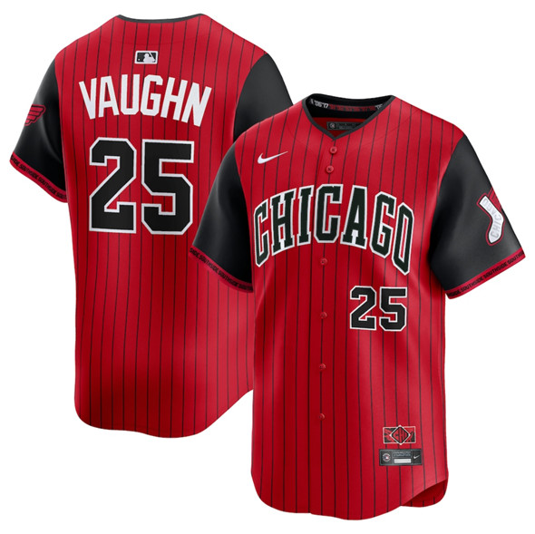 Men's Chicago White Sox #25 Andrew Vaughn Red/Black 2025 City Connect Limited Stitched Jersey